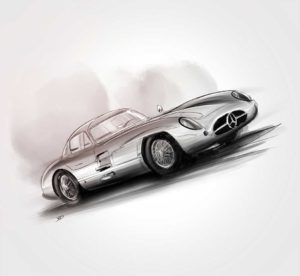 04 décembre - Mercedes-Benz 300 SLR “Uhlenhaut Coupé” - 1955 - vivien - durisotti - design - experience - un - jour - un - dessin - dessin - vivien - durisotti - design - experience - un - jour - un - dessin