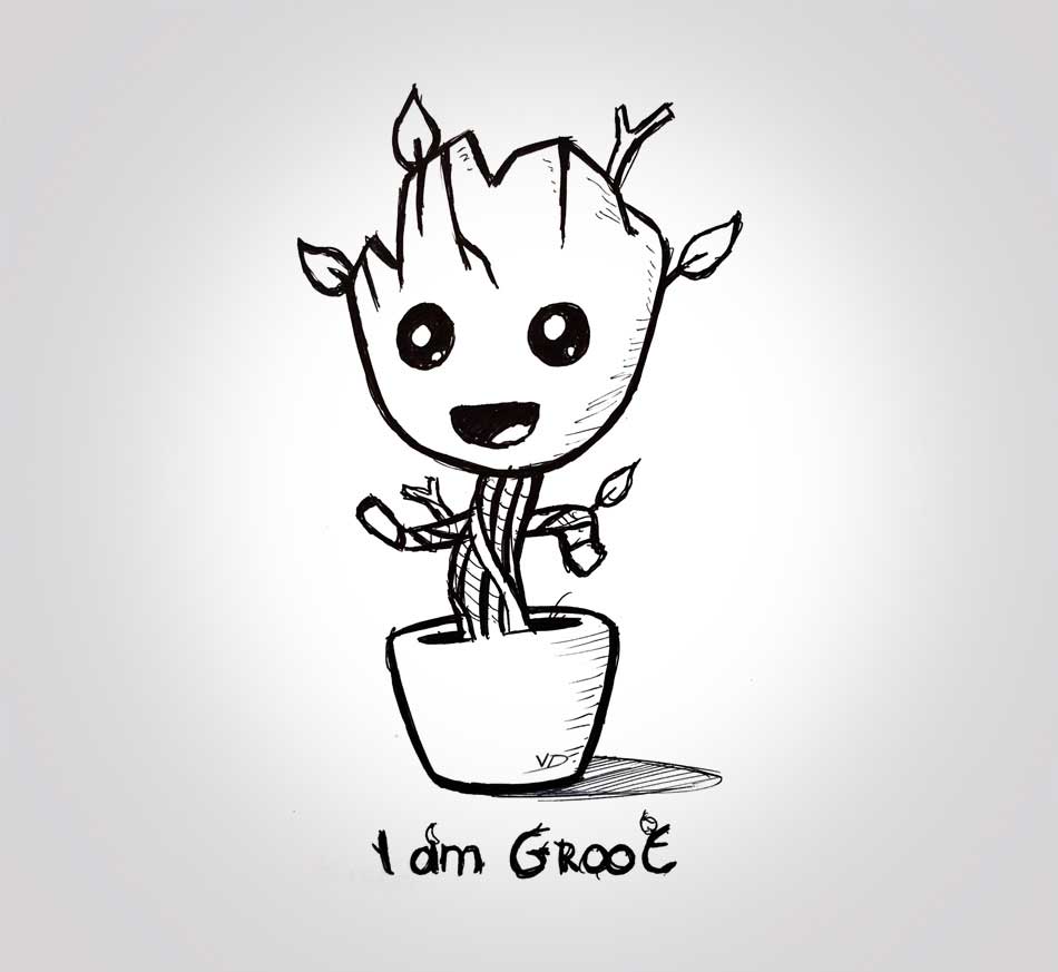 09 octobre - i am groot (happy) - dessin - vivien - durisotti - design - experience - un - jour - un - dessin