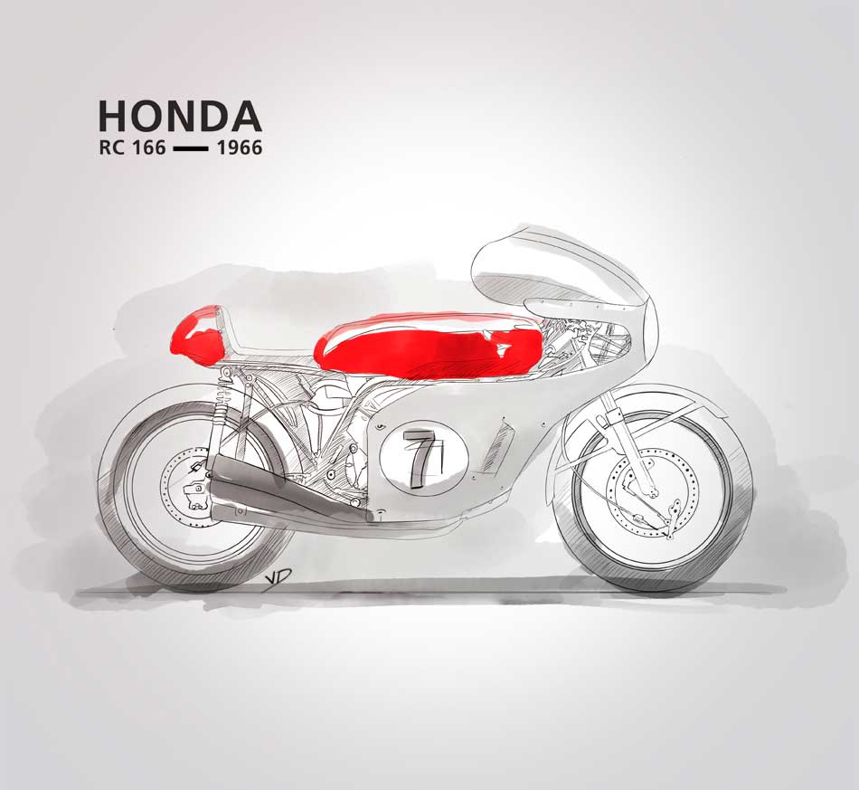 11 novembre 2019 Honda RC 166 - aquarelle - sketch palette couleur - dessin - vivien - durisotti - design - experience - un - jour - un - dessin